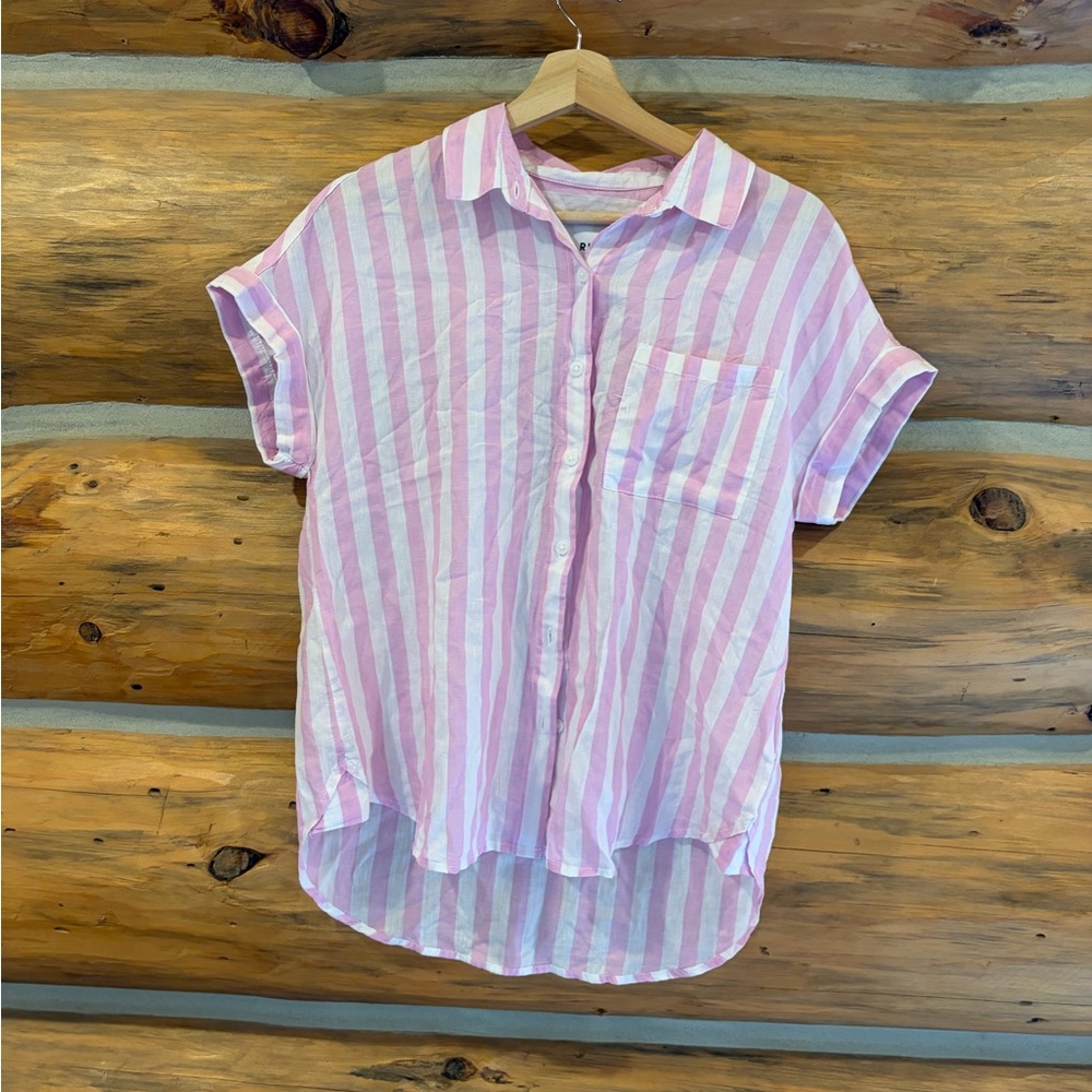 Lola River Pink and White Striped Button Down size S